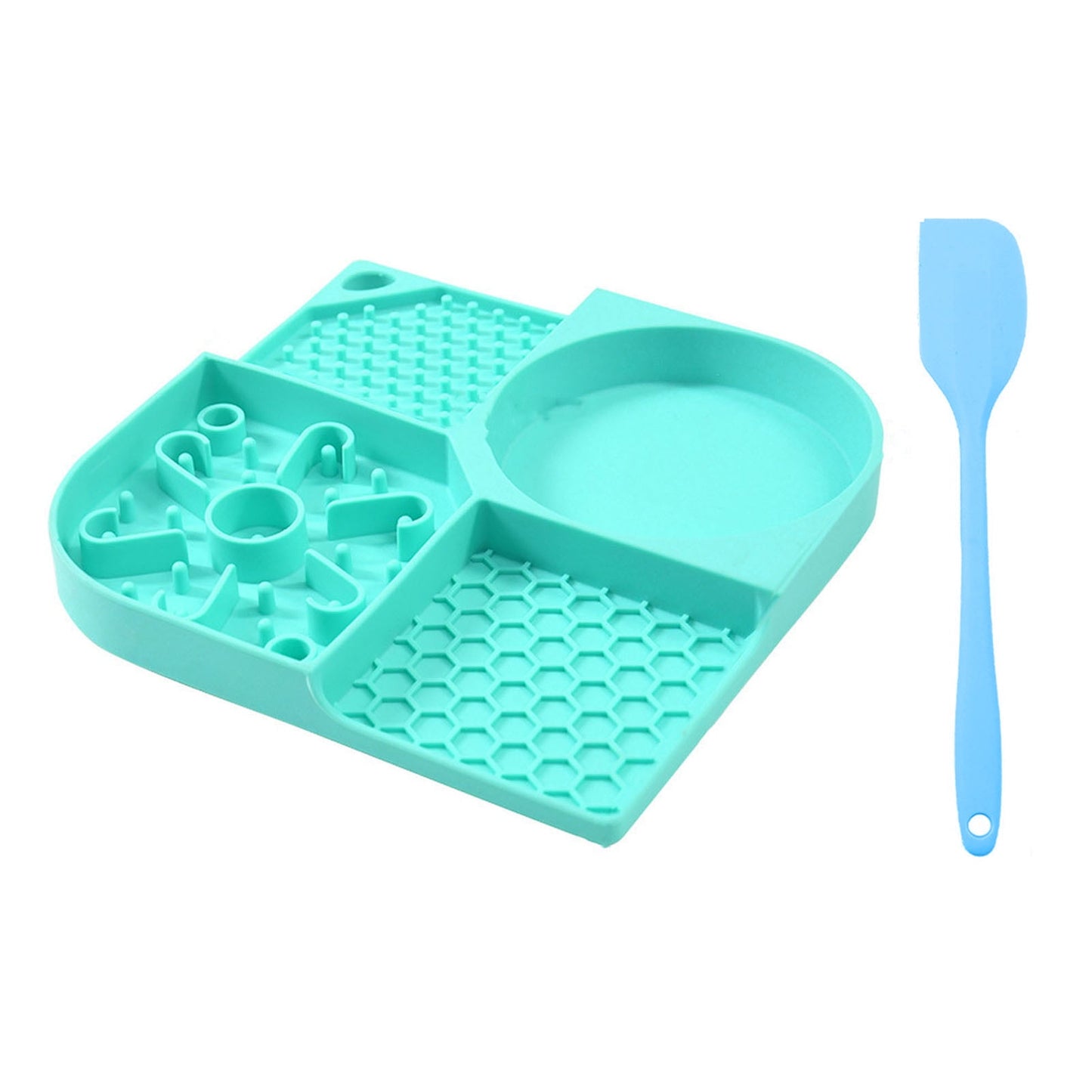 Pet Food Bowl Food Grade, Flexible, 4 Slots Design, Reusable, with Suction Cups, No Odor, Pet Dog Cat Licking Mat Slow Feeding Bowl, Pet Supplies